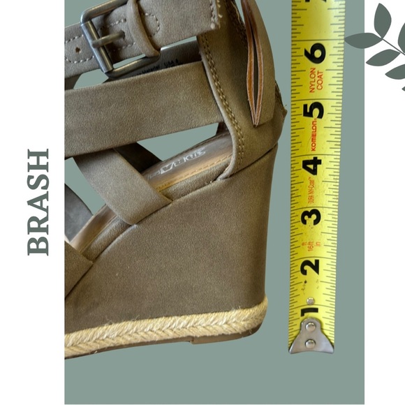 🛍️3/$40 Brash Open Toe Wedge Heel Sandal Straps  Espadrille Taupe Brown Size 8 - Picture 6 of 8